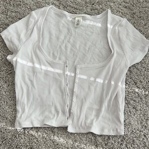 H&M white button down white top size M